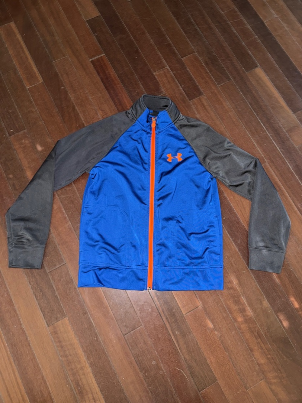 Under Armour Royal Blue Full-Zip Jacket with Black Sleeves and Orange Trim